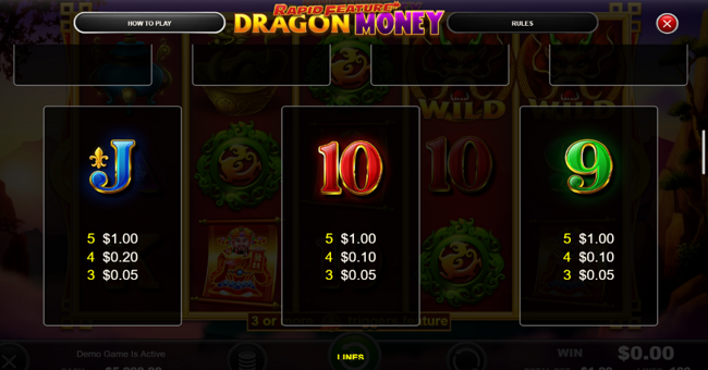 dragon money rapid feature paytable 4 paytable