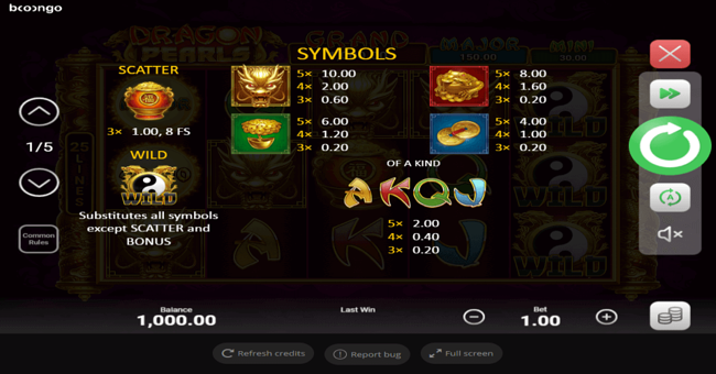 dragon pearls hold and win paytable paytable
