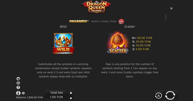 dragon queen megaways dragon paytable 1 paytable