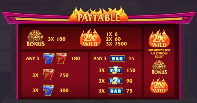 dragon sevens paytable paytable