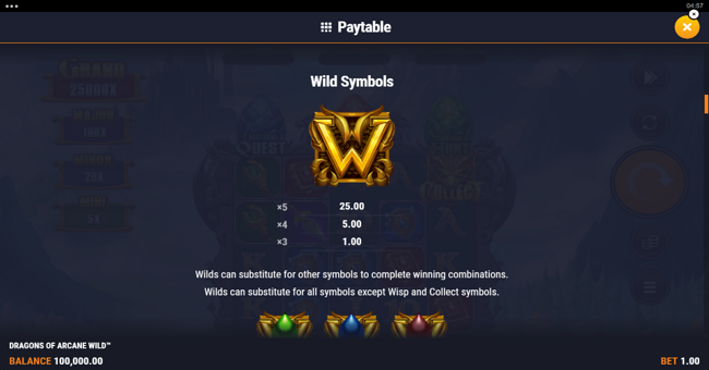 dragons of arcane wild paytable 1 paytable