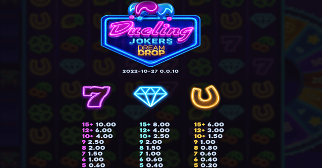 dueling jokers dream drop paytable 1 paytable