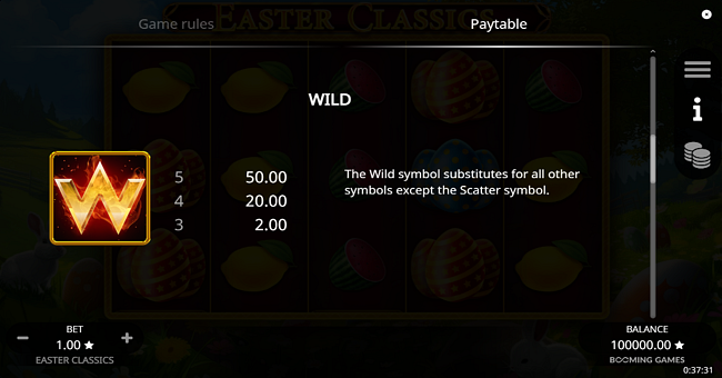 easter classics paytable 1 paytable