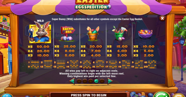 easter eggspedition paytable 1 paytable