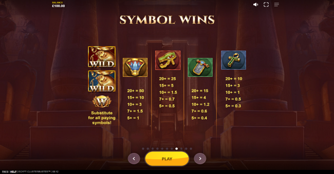 egypt clusterbuster paytable 1 paytable