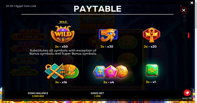 egypt coin link running wins paytable paytable