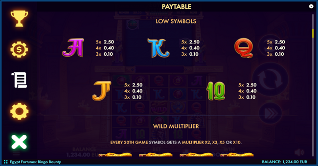 egypt fortunes bingo bounty paytable 3 paytable
