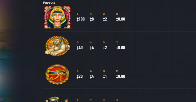 egyptian dreams 3 paytable