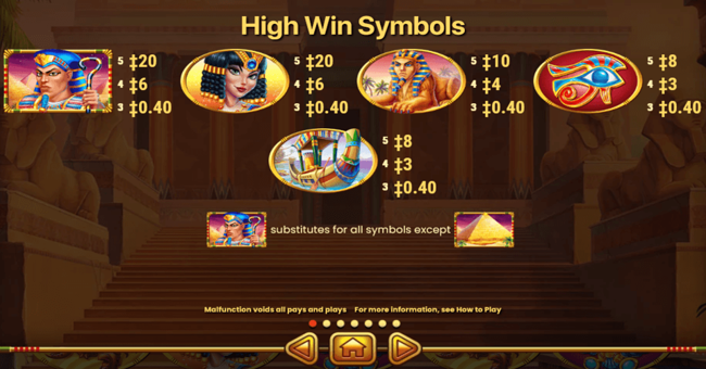 egyptian dreams deluxe 1 paytable