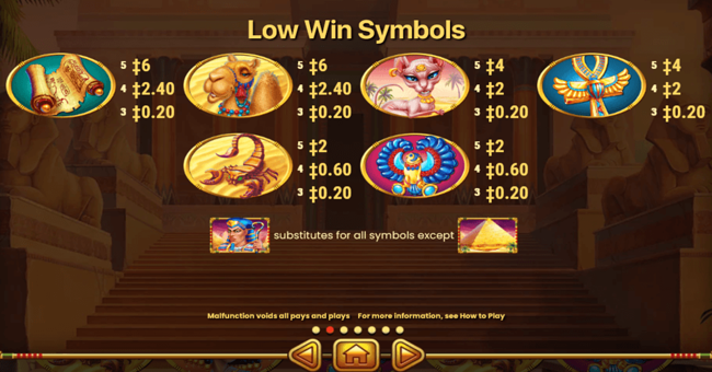 egyptian dreams deluxe 2 paytable