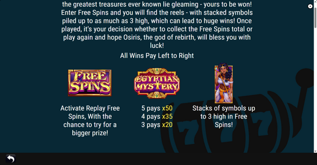 egyptian mystery paytable 1 paytable