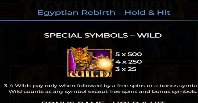 egyptian rebirth hold and hit paytable 1 paytable