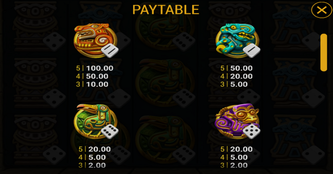 el dorado totems dice paytable 1 paytable