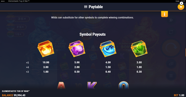 elementastic tug of war paytable 2 paytable