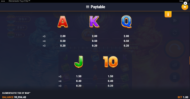 elementastic tug of war paytable 3 paytable