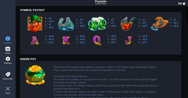 emerald brewer paytable paytable