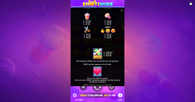 emotiwins paytable 2 paytable
