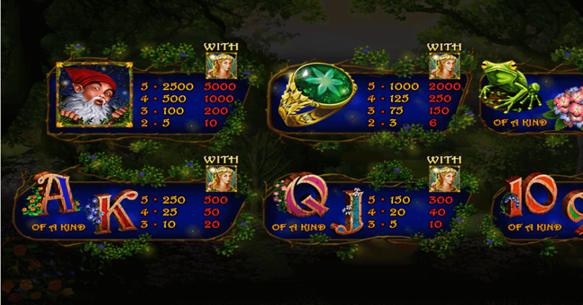 enchanted garden ii paytable 1 paytable