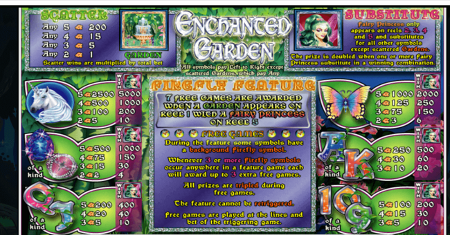 enchanted garden paytable paytable
