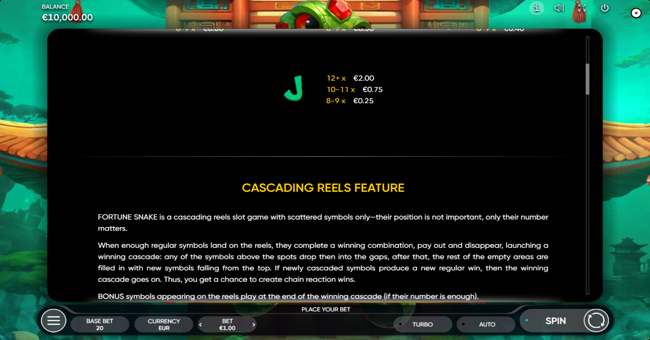 endorphina fortune snake paytable 2 paytable