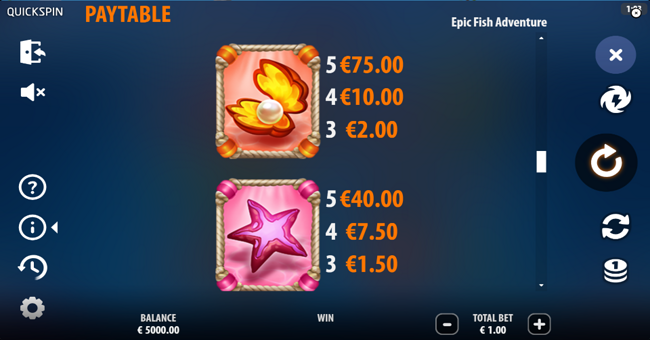 epic fish adventure paytable 2 paytable