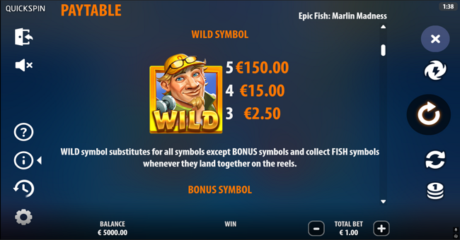 epic fish marlin madness paytable 1 paytable