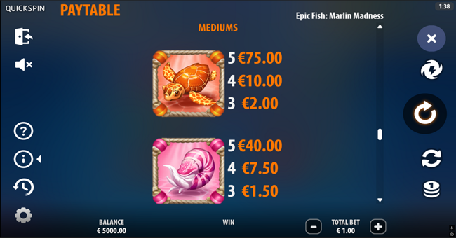 epic fish marlin madness paytable 2 paytable