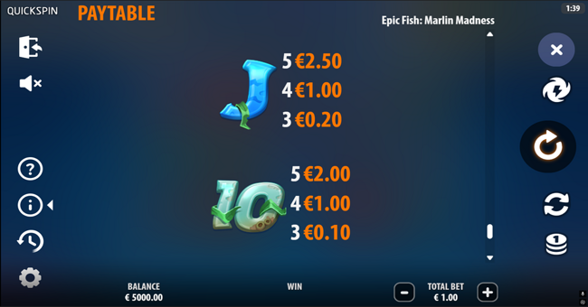 epic fish marlin madness paytable 6 paytable
