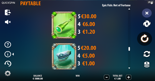 epic fish net of fortune paytable 3 paytable