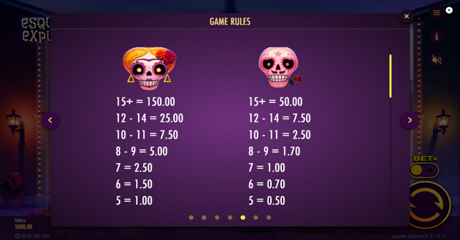 esqueleto explosivo 3 paytable 1 paytable