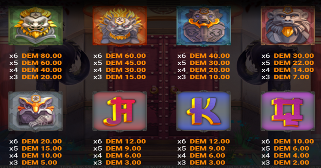 eternal dynasty paytable 1 paytable