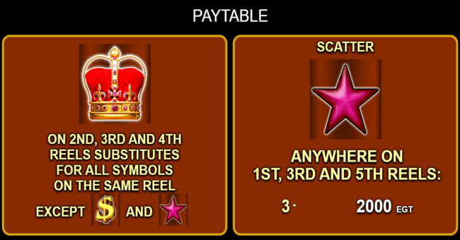euro games technology shining crown paytable paytable