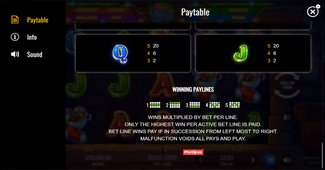 eve of gifts paytable 2 paytable