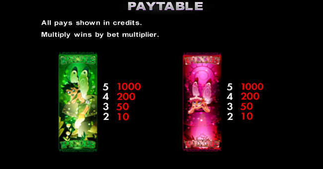 everi wild pixies paytable 1 paytable