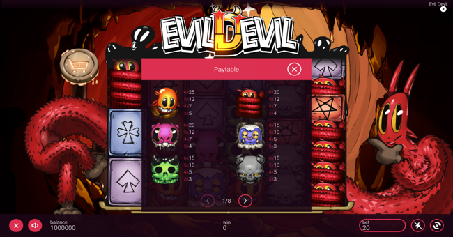 evil devil paytable 1 paytable