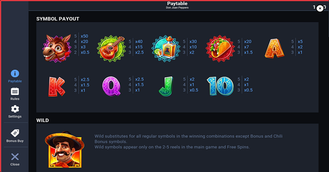 evoplay don juan peppers paytable paytable