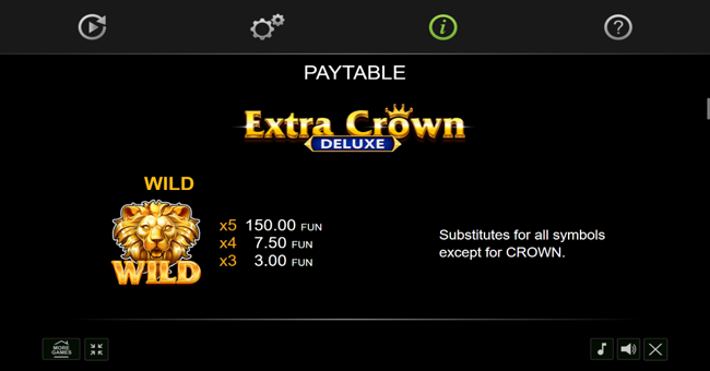 extra crown deluxe paytable 1 paytable