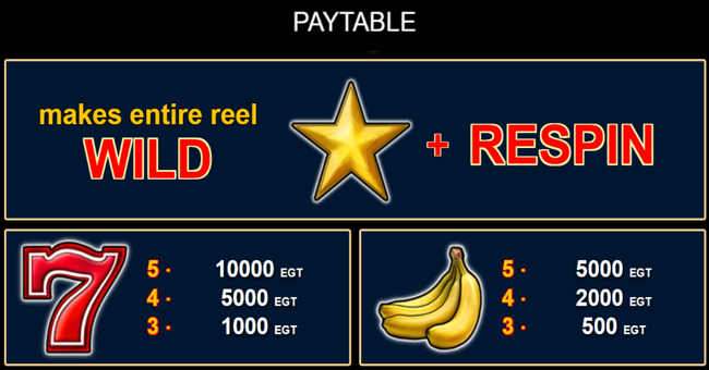extra stars paytable paytable