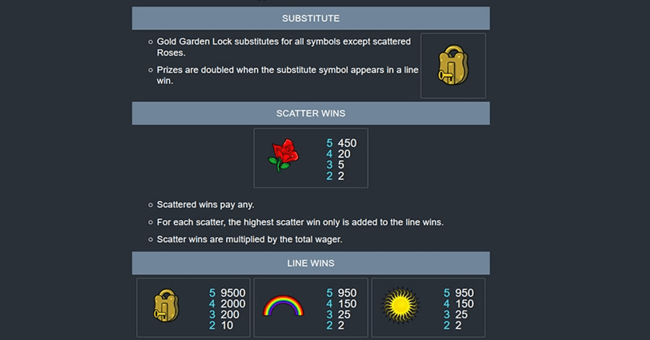 eyecon secret garden paytable paytable