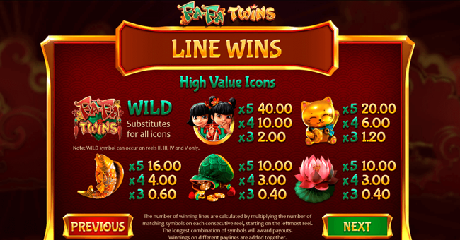 fa fa twins 1 paytable