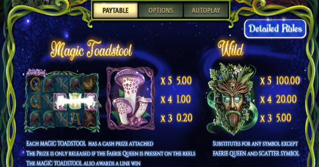 faerie spells 1 paytable