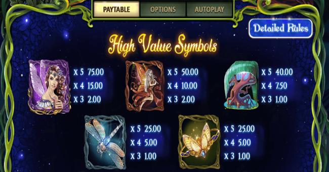 faerie spells 2 paytable