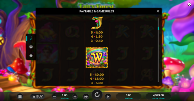 fairy forest fortune paytable 3 paytable