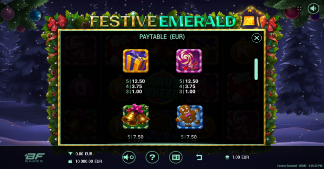 festive emerald paytable 2 paytable