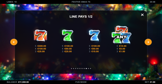 festive xmas 7s paytable 1 paytable