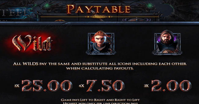 fire and steel 1 paytable