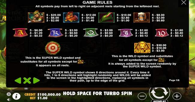 fire archer paytable paytable