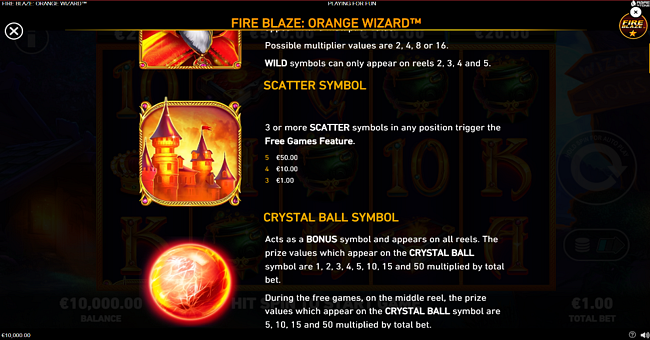 fire blaze orange wizard paytable 1 paytable