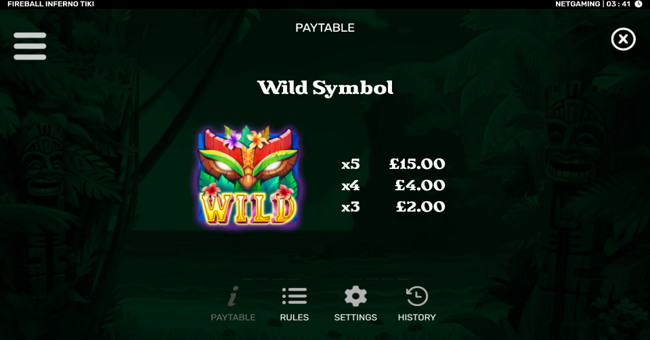 fireball inferno tiki paytable 1 paytable