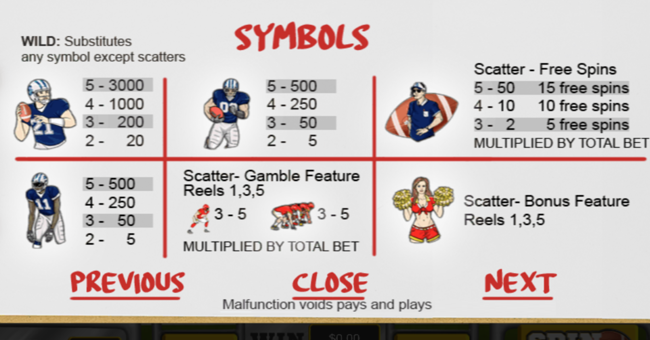 first and ten paytable 1 paytable